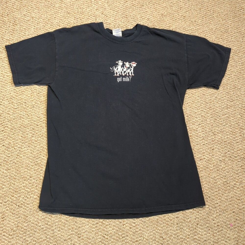 Vintage Got Milk? Promo Shirt Large Black Cows Smiling 90s Short Sleeve